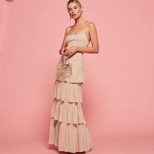Reformation Foxglove dress in Champagne